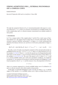 STRONG ASYMPTOTICS FOR EXTREMAL POLYNOMIALS OFF A COMPLEX CURVE L