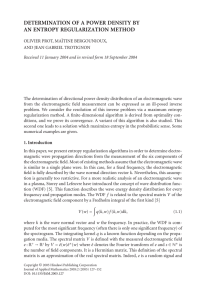 DETERMINATION OF A POWER DENSITY BY AN ENTROPY REGULARIZATION METHOD