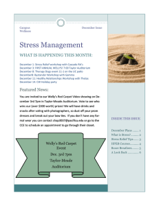 Stress Management WHAT IS HAPPENING THIS MONTH: