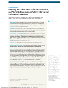 Bleeding, Recurrent Venous Thromboembolism, and Mortality Risks During Warfarin Interruption