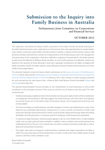 Submission to the Inquiry into Family Business in Australia and Financial Services