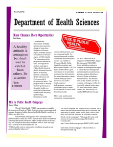 Department of Health Sciences More Changes, More Opportunities A healthy attitude is