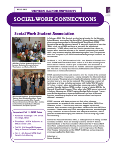 SOCIAL WORK CONNECTIONS Social Work Student Association WESTERN ILLINOIS UNIVERSITY FALL 2012