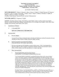 WESTERN ILLINOIS UNIVERSITY FACULTY SENATE 2 December 2014 Capitol Rooms - University Union