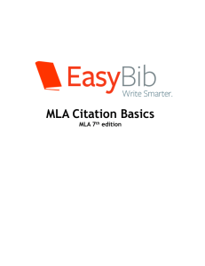 MLA Citation Basics MLA 7 edition th