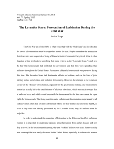 The Lavender Scare: Persecution of Lesbianism During the Cold War ISSN 2153-1714