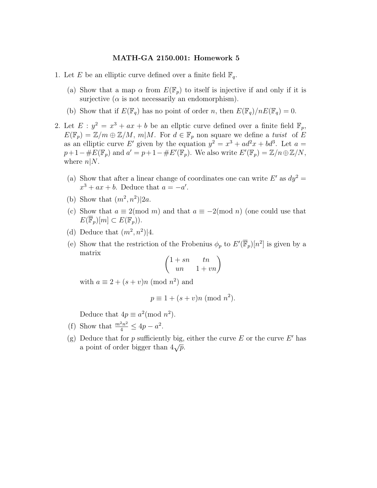 Math Ga 2150 001 Homework 5
