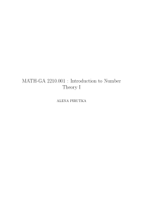 MATH-GA 2210.001 : Introduction to Number Theory I ALENA PIRUTKA