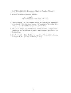 MATH-GA 2210.001: Homework Algebraic Number Theory 2 √ 1 +