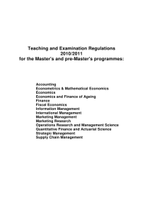 Teaching and Examination Regulations 2010/2011 for the Master's and pre-Master's programmes: