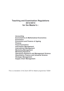 Teaching and Examination Regulations 2012/2013 for the Master's :