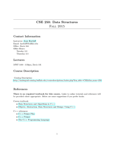 CSE 250: Data Structures Fall 2015 Contact Information Lectures