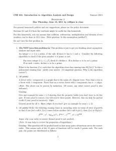 CSE 331: Introduction to Algorithm Analysis and Design Summer 2013 Homework 2