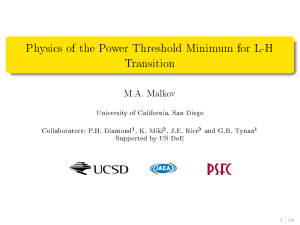 Physics of the Power Threshold Minimum for L-H Transition M.A. Malkov