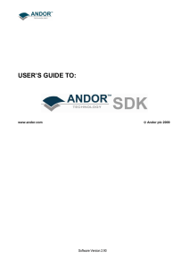 USER’S GUIDE TO: Software Version 2.90 www.andor.com