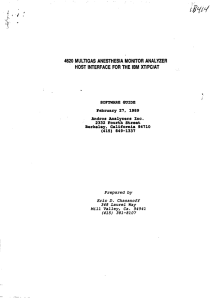 f^w 4620 MULTIGAS ANESTHESIA MONFTGR ANALYZER HOST INTERFACE FOR THE IBM XT/PC/AT