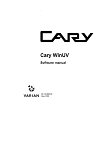 Cary WinUV Software manual ` 85 101625 00