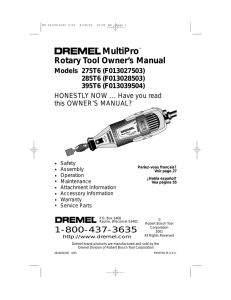 MultiPro Rotary Tool Owner’s Manual Models 275T6 (F013027503) 285T6 (F013028503)