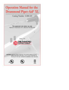 Operation Manual for the Drummond Pipet-Aid XL Catalog Number  4-000-105