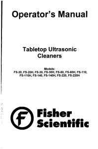 Fisher Scientific Operator's Manual Tabletop Ultrasonic