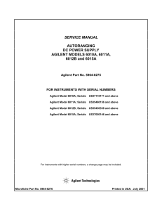 SERVICE MANUAL AUTORANGING DC POWER SUPPLY AGILENT MODELS 6010A, 6011A,