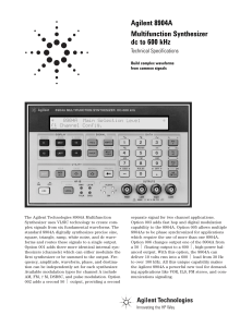 Agilent 8904A Multifunction Synthesizer dc to 600 kHz Technical Specifications