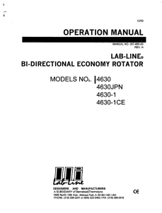 OPERATION LAB-LINE® BI-DIRECTIONAL ECONOMY ROTATOR MODELS NOs. |4630