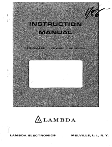 ALAMBDA LAMBDA ELECTRONICS MELVILLE, L. I., N. Y.