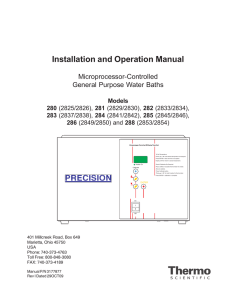 Installation and Operation Manual Microprocessor-Controlled General Purpose Water Baths Models