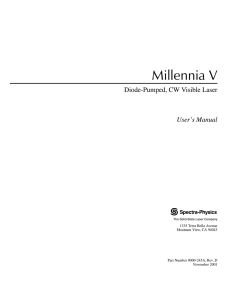 Millennia V Diode-Pumped, CW Visible Laser User’s Manual 1335 Terra Bella Avenue