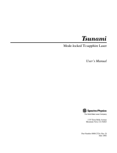 Tsunami Mode-locked Ti:sapphire Laser User’s Manual 1335 Terra Bella Avenue