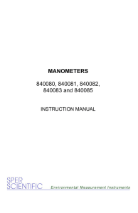 MANOMETERS  840080, 840081, 840082, 840083 and 840085