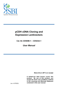 pCDH cDNA Cloning and Expression Lentivectors User Manual
