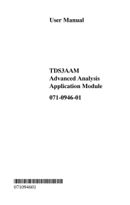 User Manual TDS3AAM Advanced Analysis Application Module