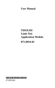 User Manual TDS3LIM Limit Test Application Module