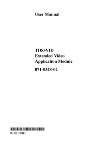 User Manual TDS3VID Extended Video Application Module