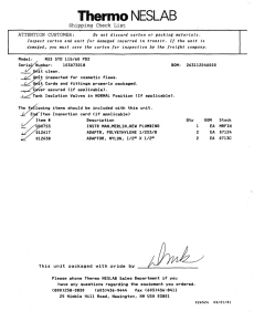 Thermo NESLAB Shipping Check List