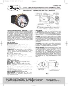 Series A3000 Photohelic Differential Pressure Switch/Gage Specifications - Installation and Operating Instructions