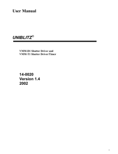 User Manual  UNIBLITZ 14-0020