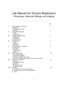 Lab Manual for Oocyte Biophysics: Physiology, Molecular Biology and Imaging
