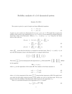Stability analysis of a 2-d dynamical system January 23, 2014