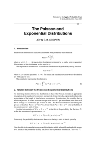 The Poisson and Exponential Distributions JOHN C. B. COOPER 1. Introduction