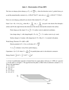 Quiz 2 – Electrostatics (29 Jan 2007)  q ˆr
