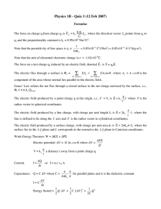 Physics 1B - Quiz 3 (12 Feb 2007)  q ˆr