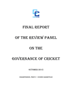 FINAL REPORT Of the Review Panel on the