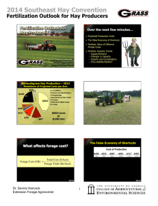 2014 Southeast Hay Convention Fertilization Outlook for Hay Producers Fertilization Outlook for