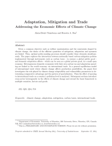 Adaptation, Mitigation and Trade Addressing the Economic Effects of Climate Change Abstract