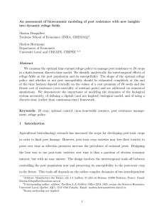 An assessment of bioeconomic modeling of pest resistance with new... into dynamic refuge fields Marion Desquilbet