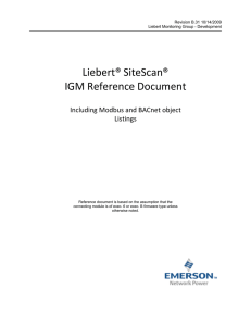 Liebert® SiteScan®  IGM Reference Document   