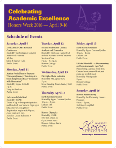 Celebrating Academic Excellence Honors Week 2016 — April 9-16 Schedule of Events